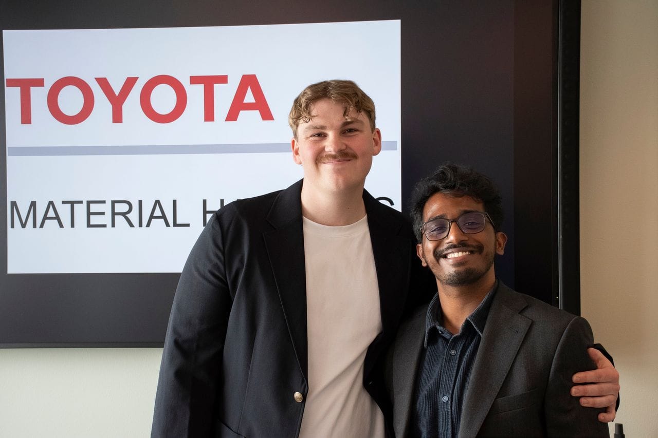 Jai with thesis partner Johan at Toyota Material Handling Europe
